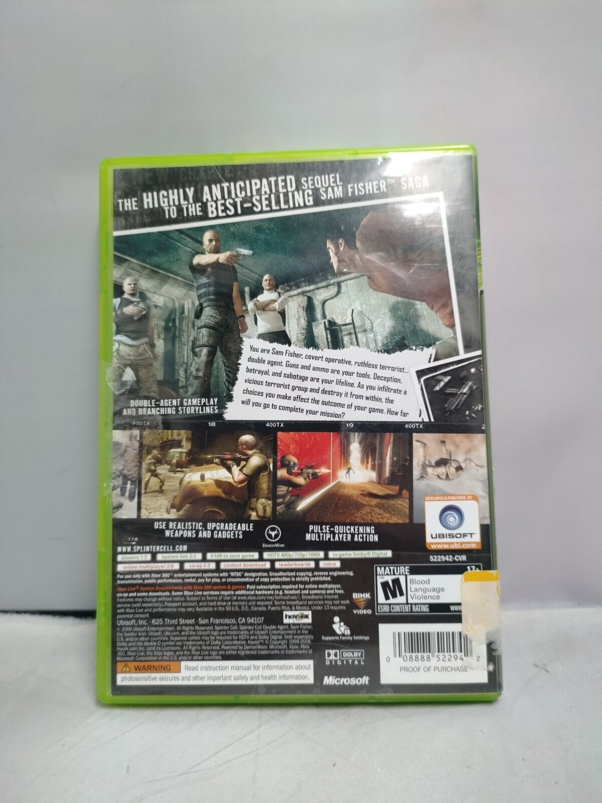(LUP) Tom Clancy's Splinter Cell: Double Agent (Microsoft Xbox 360, 2006)