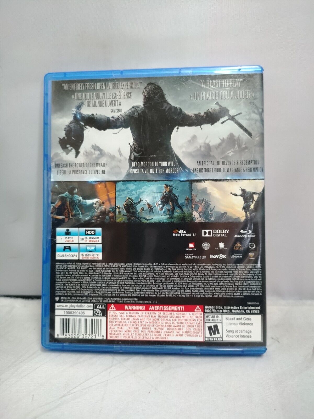 (LUP) Middle-Earth: Shadow of Mordor PS4 (Sony Playstation4, 2014)