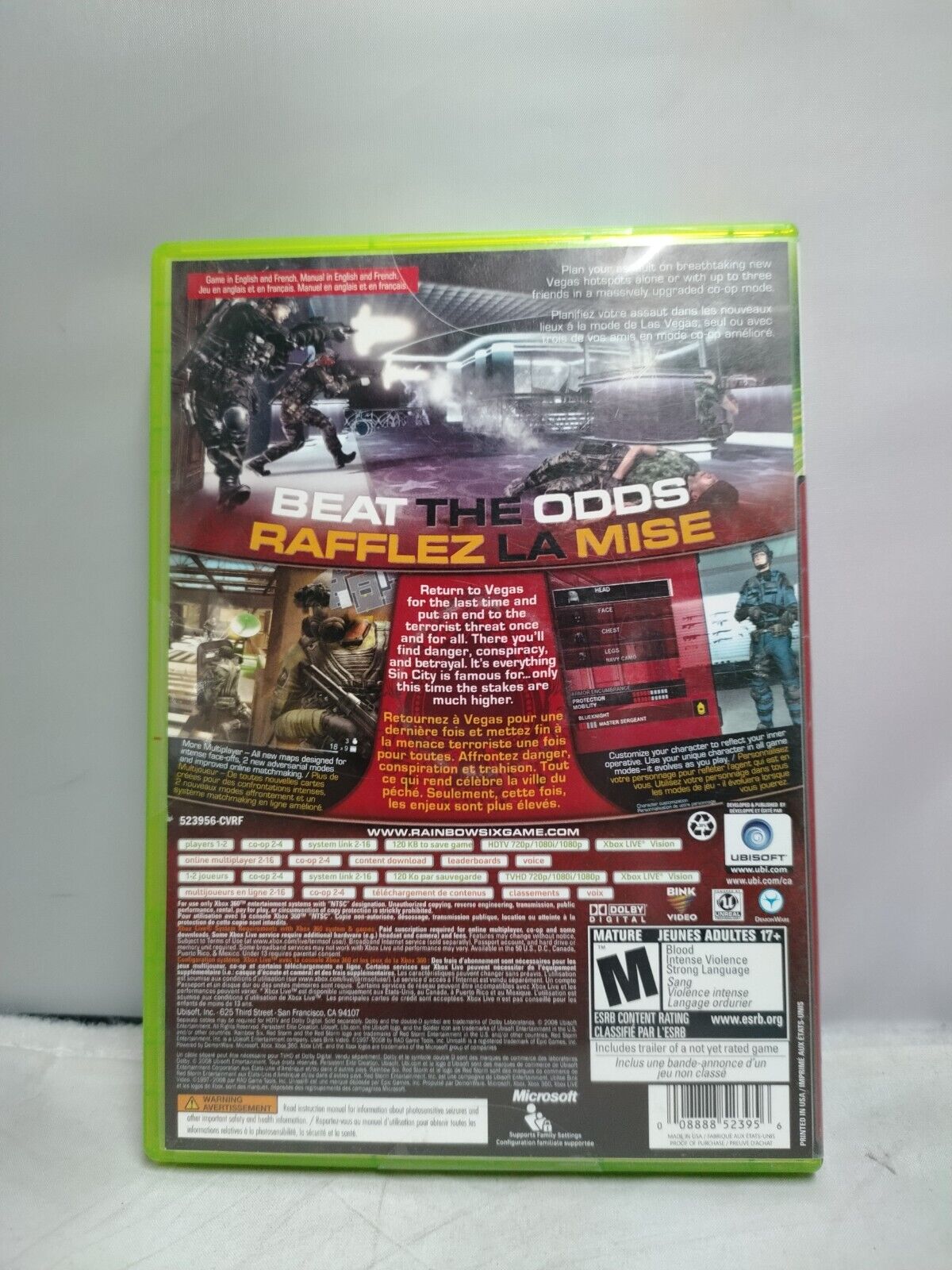 (LUP) Tom Clancy's Rainbow Six: Vegas 2 (Microsoft Xbox 360, 2008)