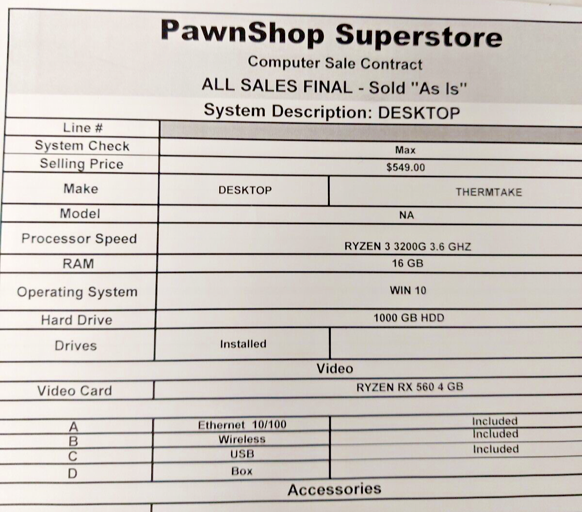 (N15412-1) Thermake Computer Tower **AS IS**