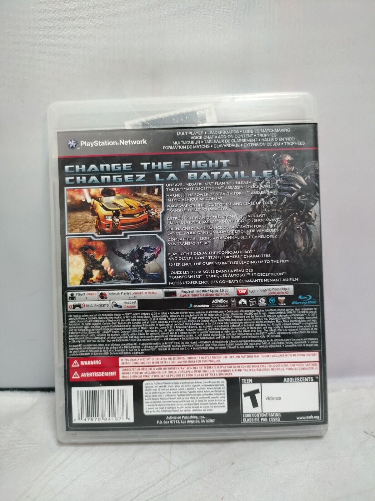 (LUP) Transformers: Dark of the Moon (Sony PlayStation 3, 2011) Pre-Owned