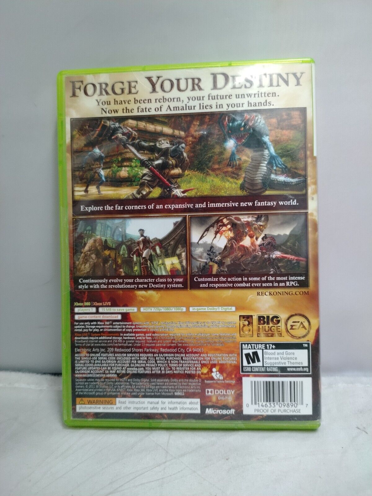 (LUP) Kingdoms of Amalur: Reckoning (Microsoft Xbox 360, 2012)