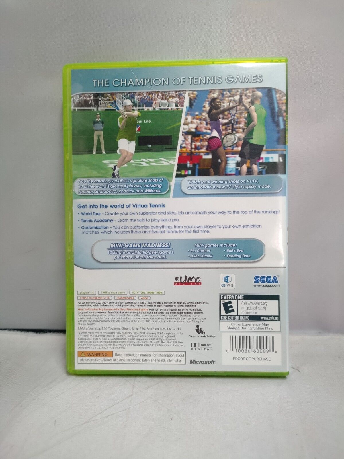 (LUP) Virtua Tennis 3 (Microsoft Xbox 360, 2007)