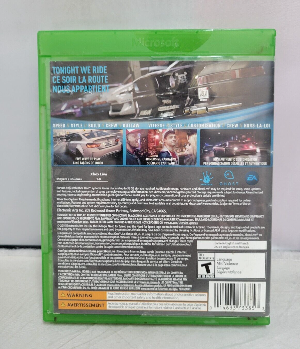 (LUP) Need for Speed (Microsoft Xbox One, 2015)