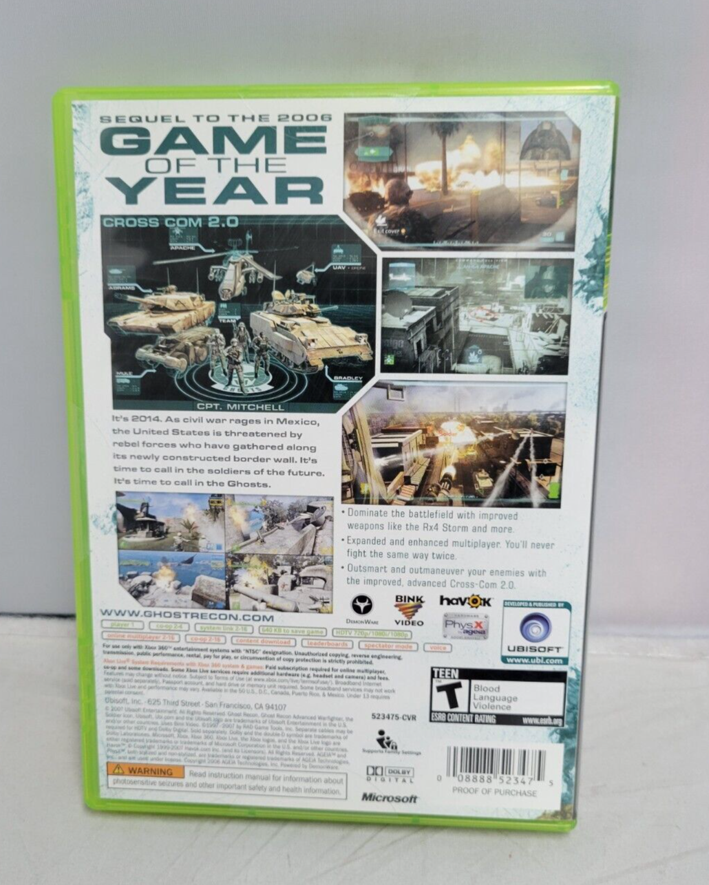 (LUP) Tom Clancy's Ghost Recon: Advanced Warfighter 2 (Microsoft Xbox 360, 2007)