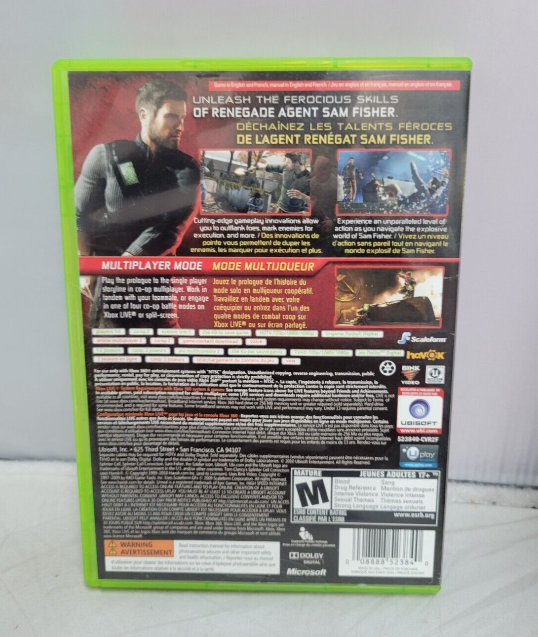 (LUP) Tom Clancy's Splinter Cell: Conviction (Microsoft Xbox 360, 2010)