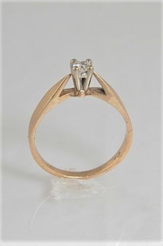 (I-6353-347) BAGUE SOLITAIRE DIAMANT OR DUO 10K