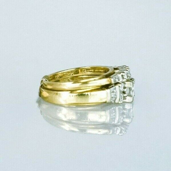 (I-983-384) Ladies 14k Duo gold multistone diamond wedding ringset