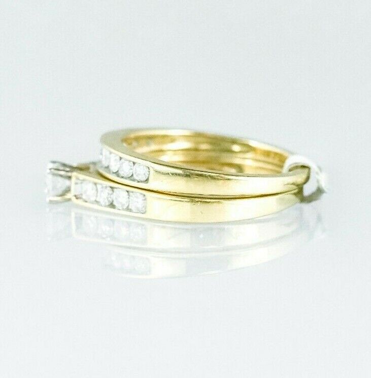 (I-4722-676) 14k duo gold multistone diamond 2pc wedding ringset