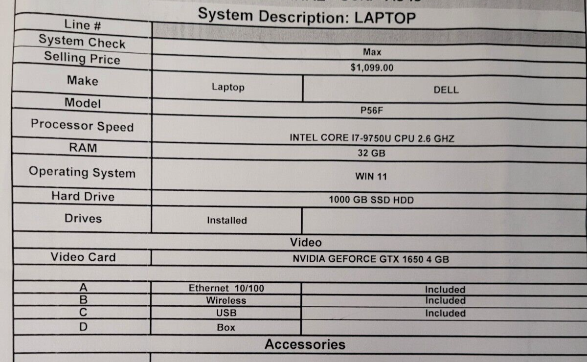 (N75808-2) Ordinateur portable Dell P56F