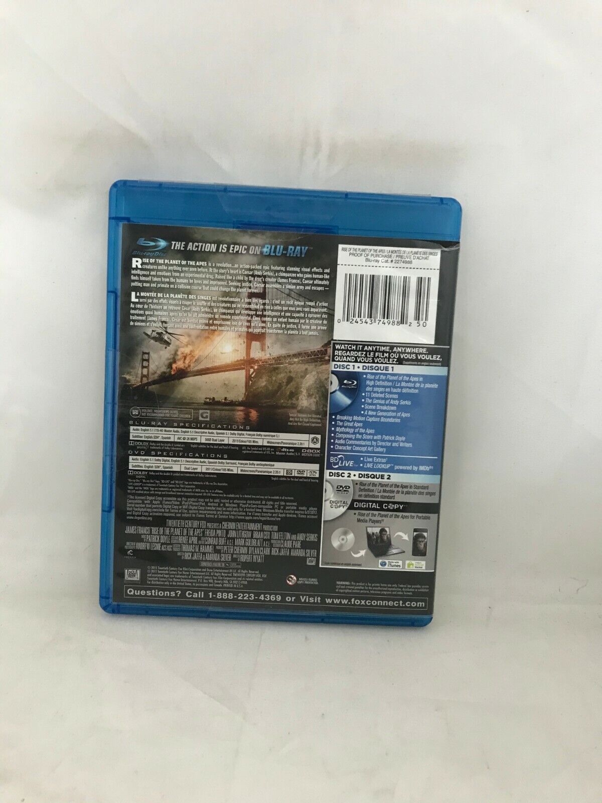 (LUP) Rise of the Planet of the Apes (Blu-ray Disc, 2011)