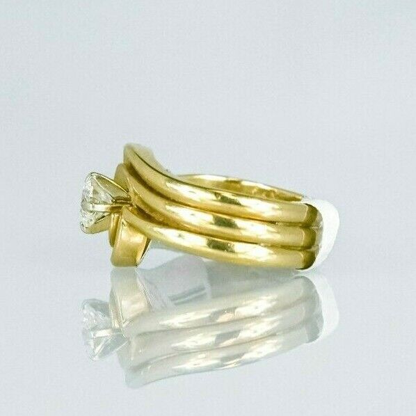 (I-4836-157) 3 piece 14k duo gold diamond solitaire wedding set *SOLDERED*