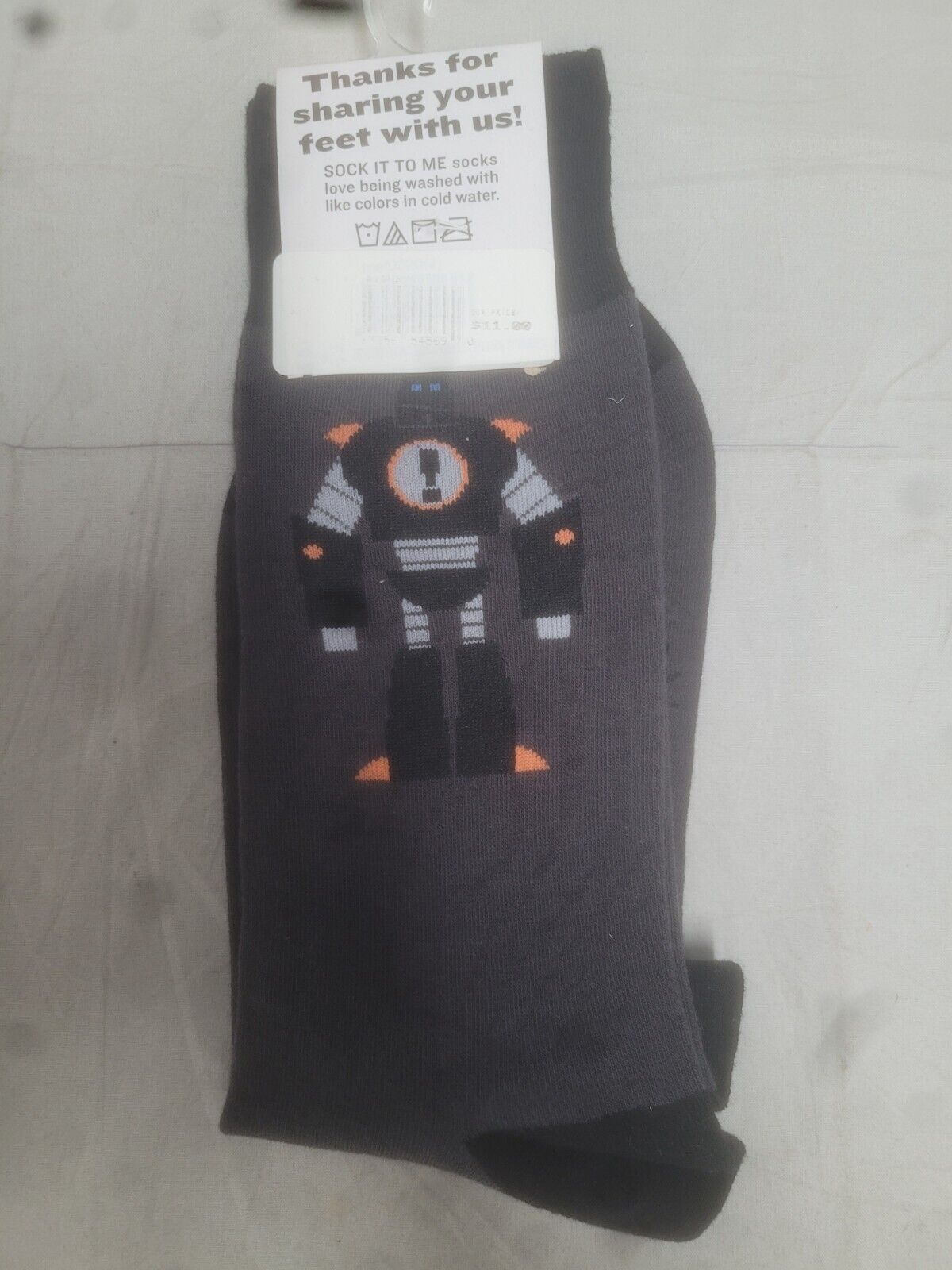 Sock it to me Men's gray robot crew socks