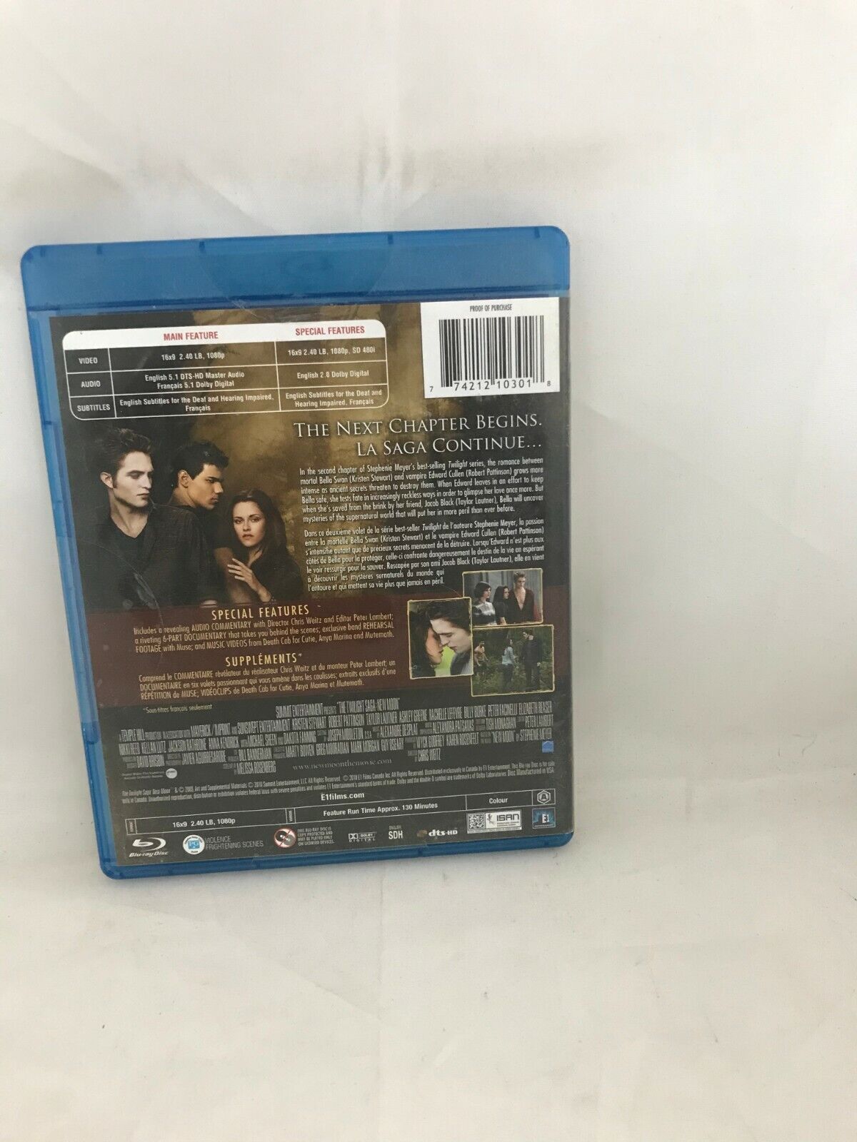 (LUP) The Twilight Saga: New Moon (Blu-ray Disc, 2010, Canadian)