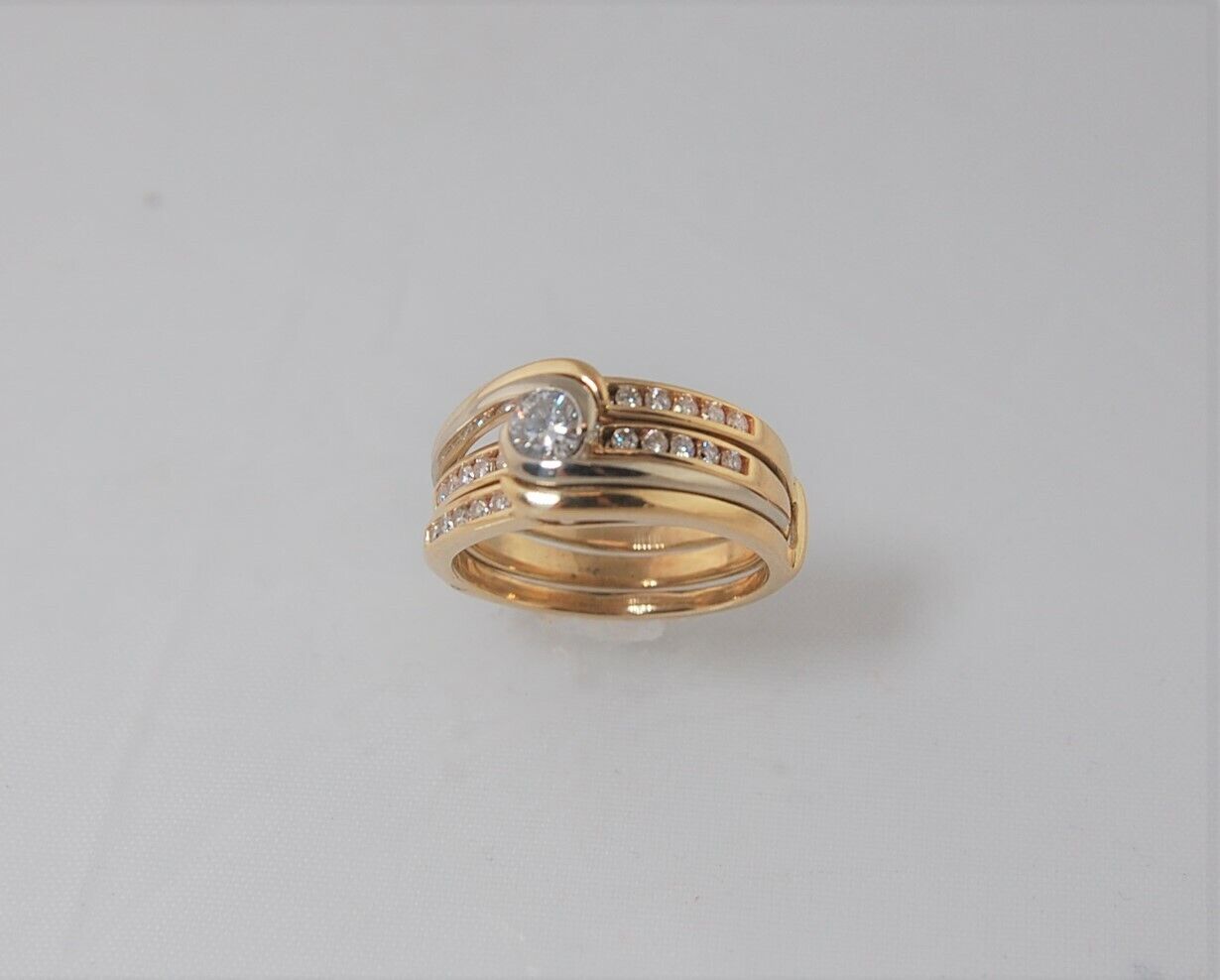 (I-6052-568) 10-14k duo gold multistone diamond ring set