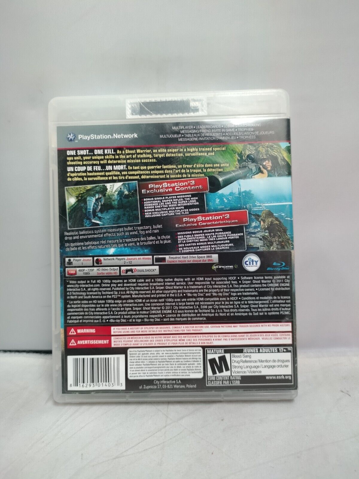 (LUP) Sniper: Ghost Warrior - (Sony PlayStation 3) With manual