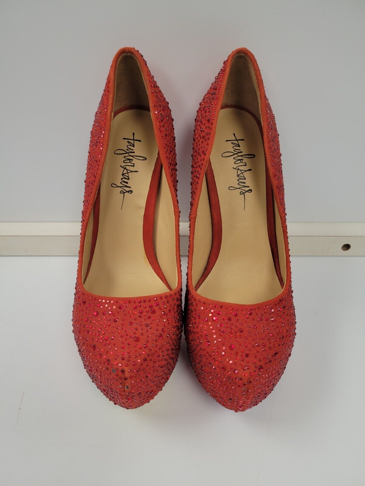 (70711-1) Taylor Say Red Bedazzle D Heels Size - 7.5 US