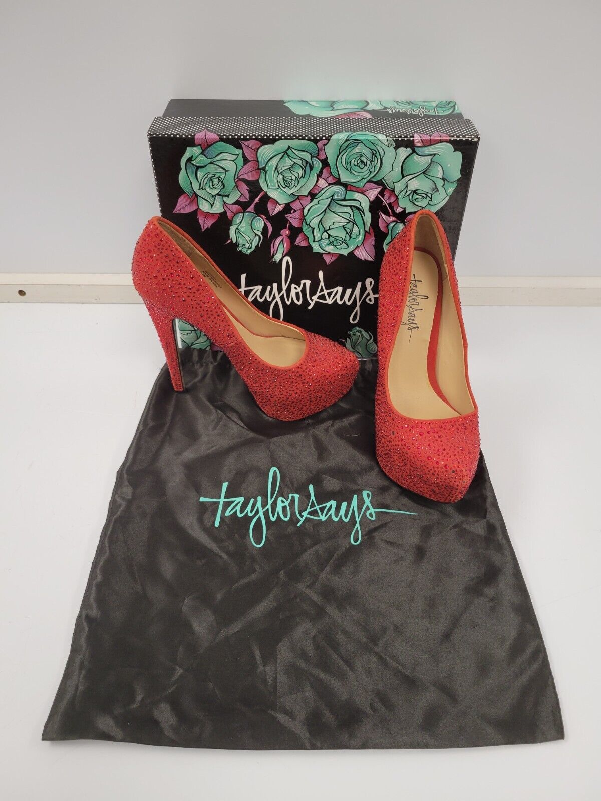 (70711-1) Taylor Say Red Bedazzle D Heels Size - 7.5 US