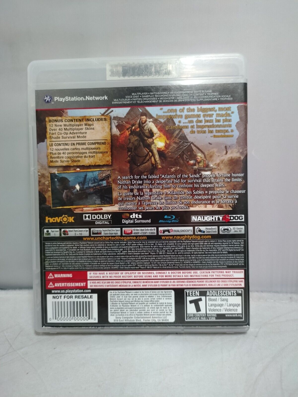 (LUP) Uncharted 3: Drake's Deception (Sony PlayStation 3, 2011)