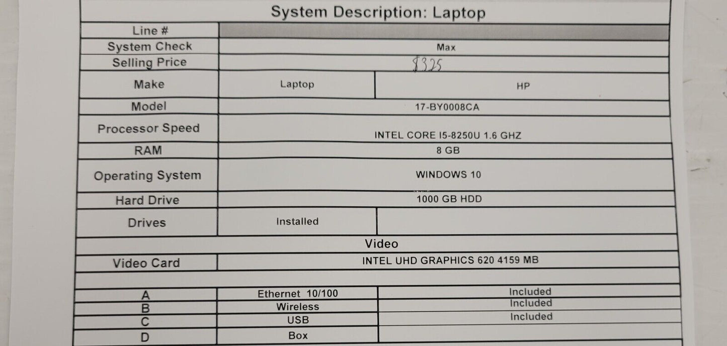 (54801-1) HP 17-BY0008CA Laptop