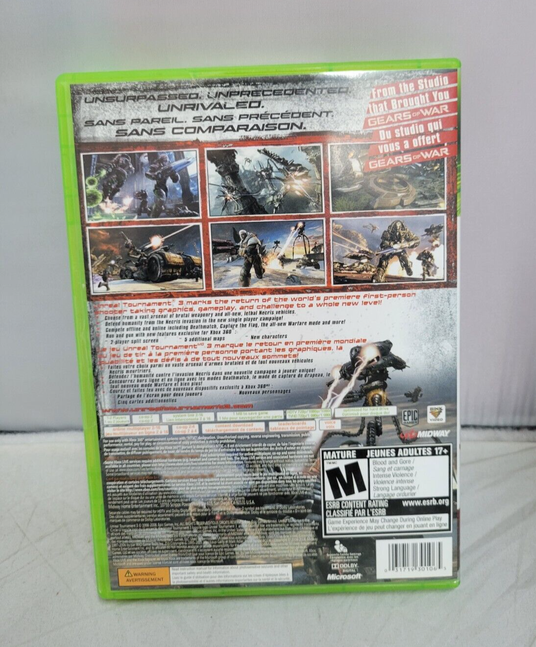 (LUP) Unreal Tournament III (Microsoft Xbox 360, 2008)