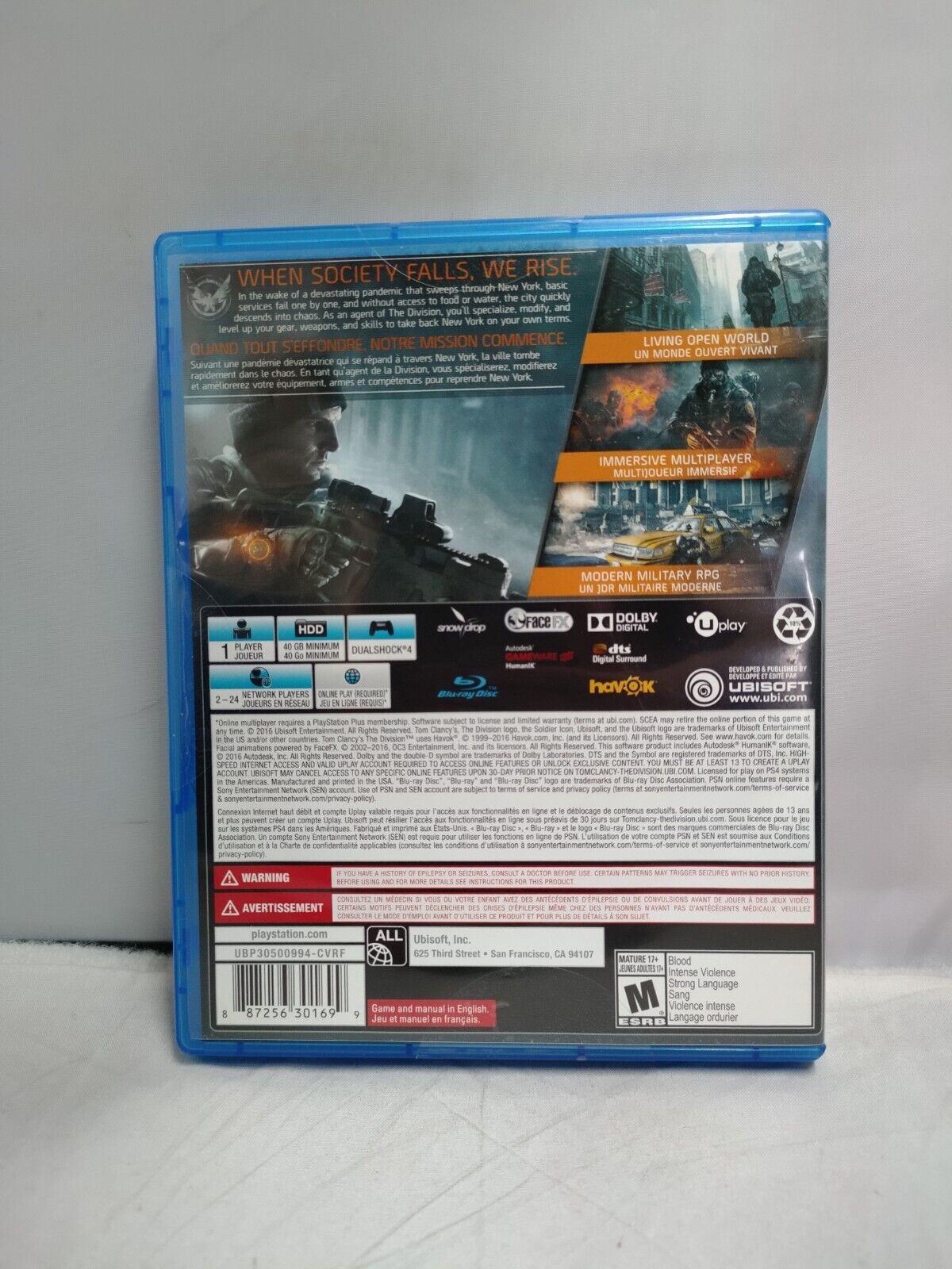 (LUP) Tom Clancy's The Division (Sony PlayStation 4, 2016) PS4