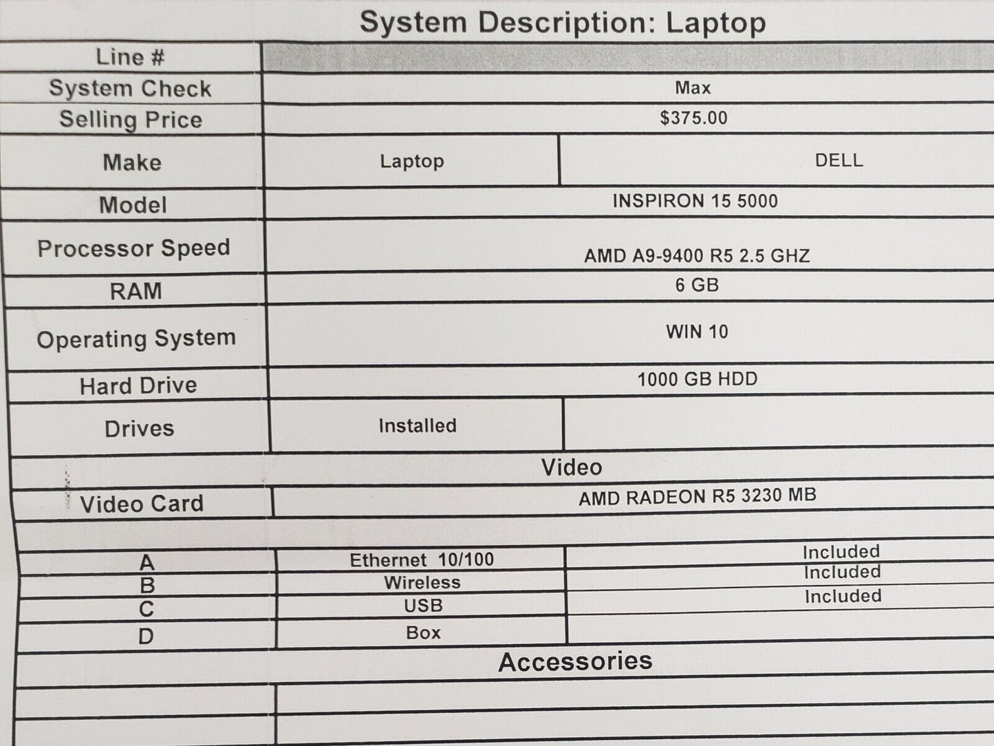 (I-35636) Dell Inspiron 15 5000 Laptop