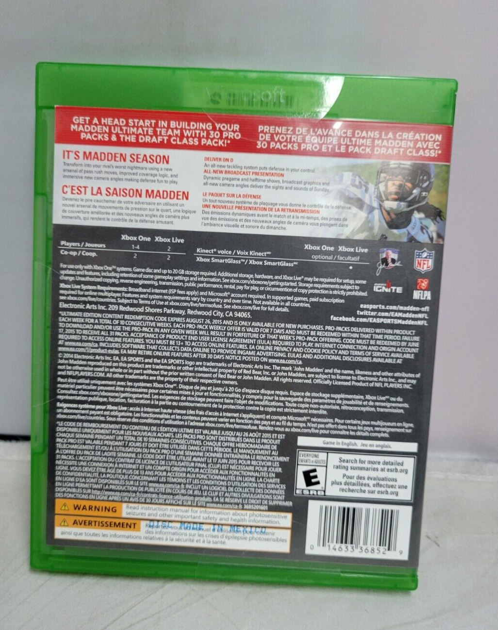 (LUP) Madden NFL 15 (Microsoft Xbox One, 2014)