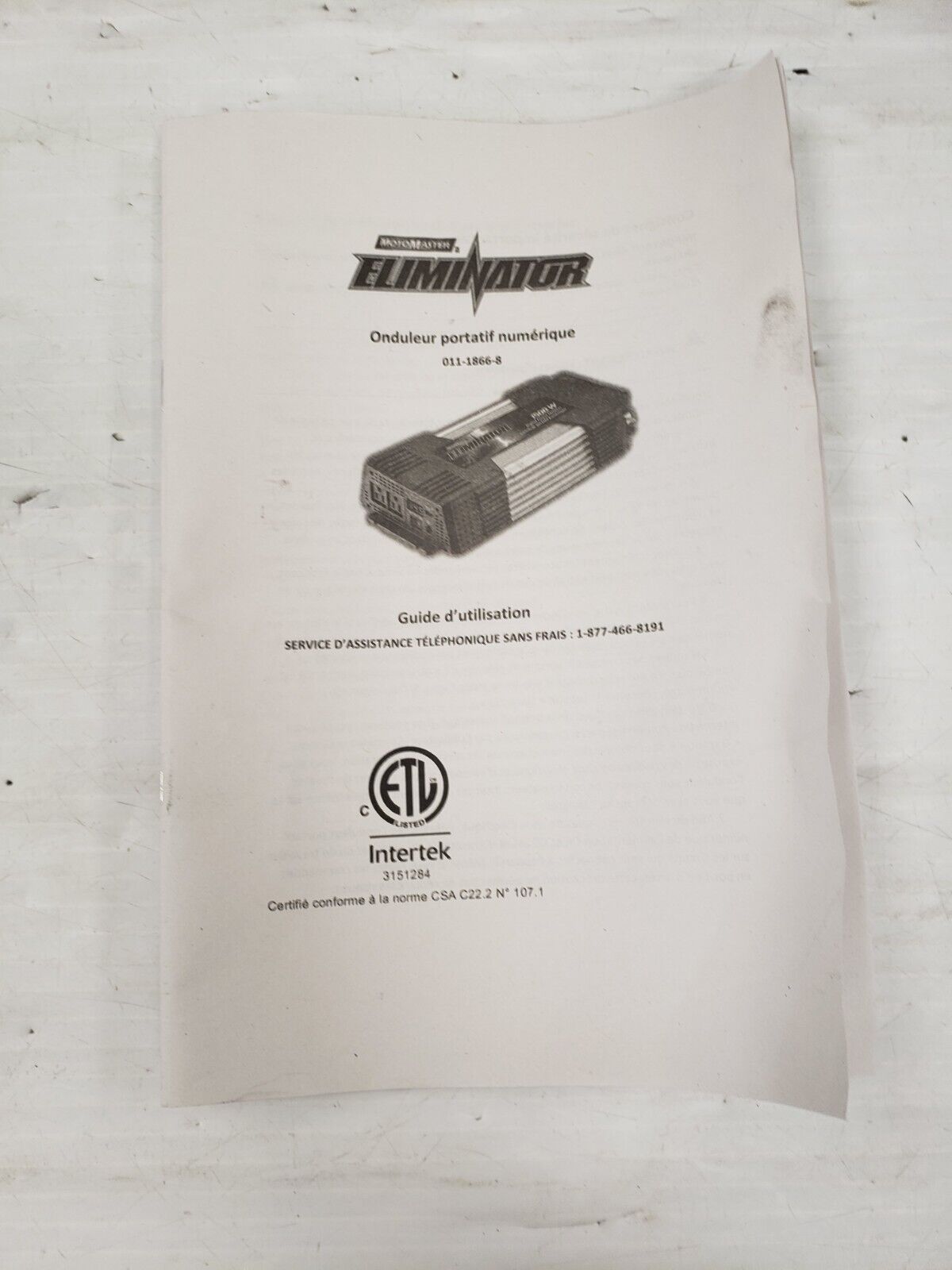 (66724-1) Motomaster Eliminator 011-1866-8 Mobile Digital Power Inverter
