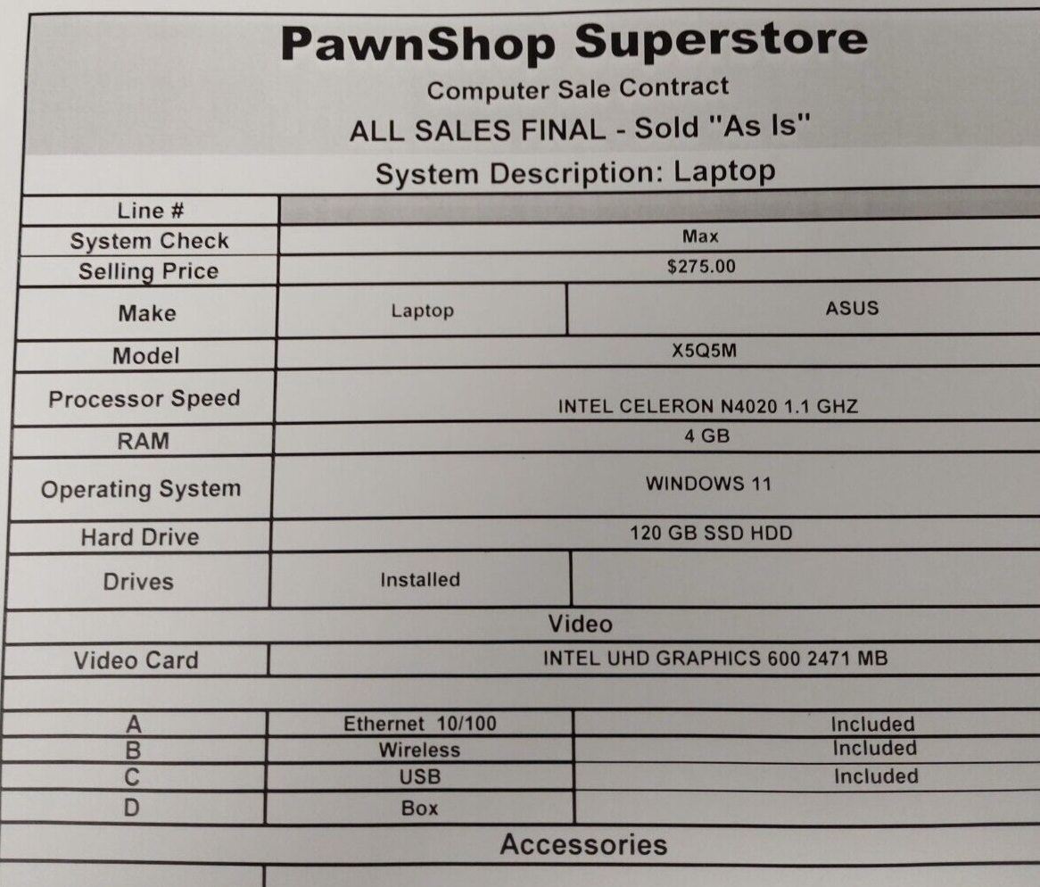 (N80896-2) Asus X5Q5M Laptop