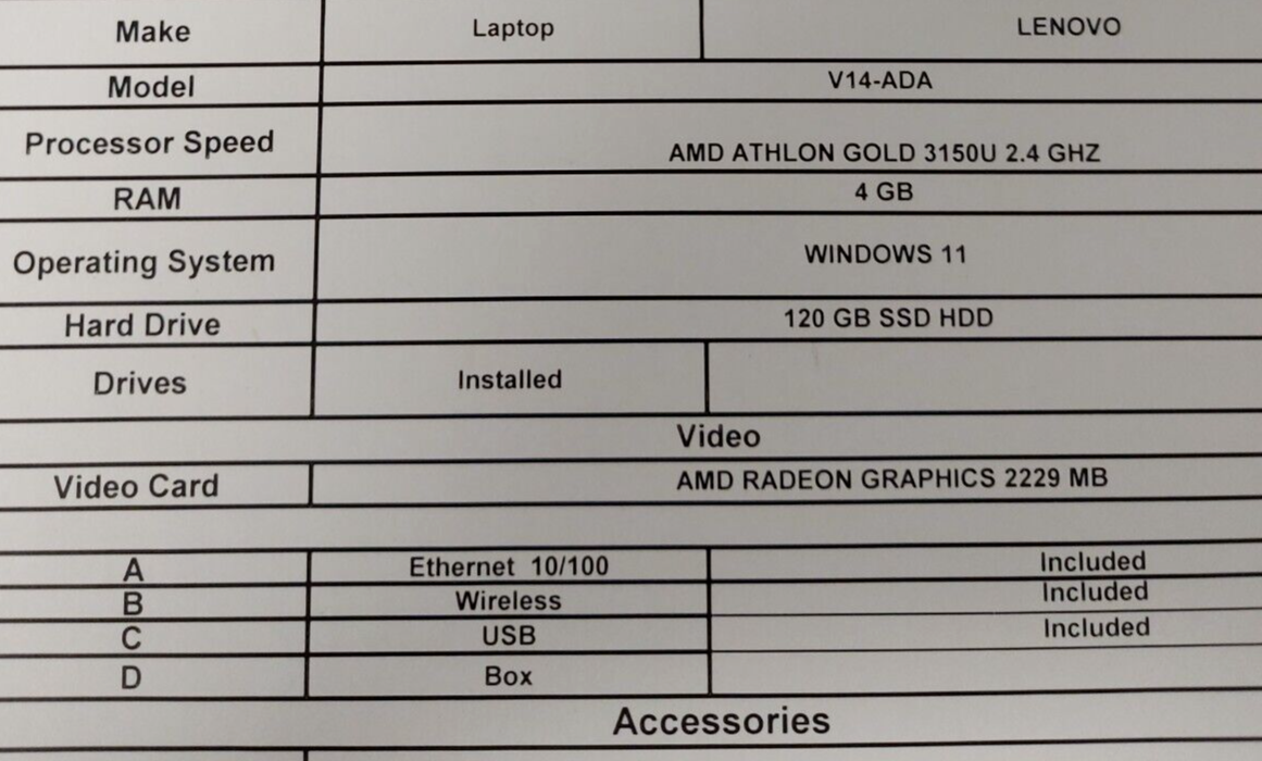 (N82117-1) Lenovo V14-ADA Laptop