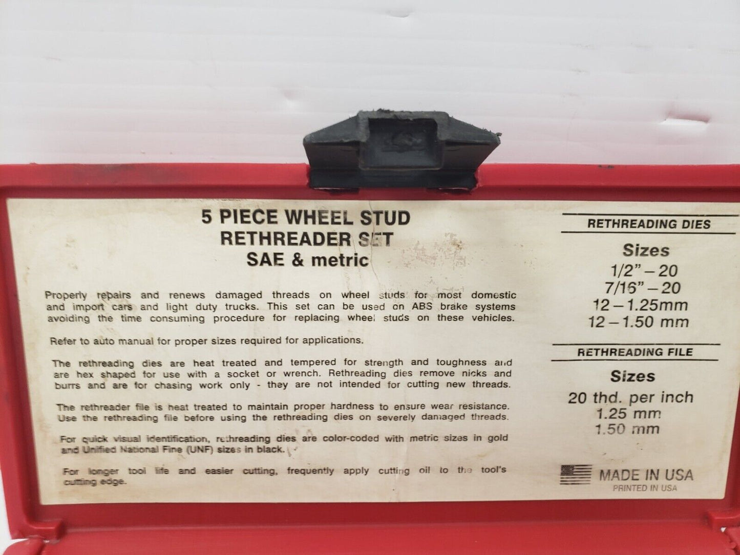 (64786-2) Mac Tools TR2587 Wheel Stud Rethreader Kit - 5 Pc