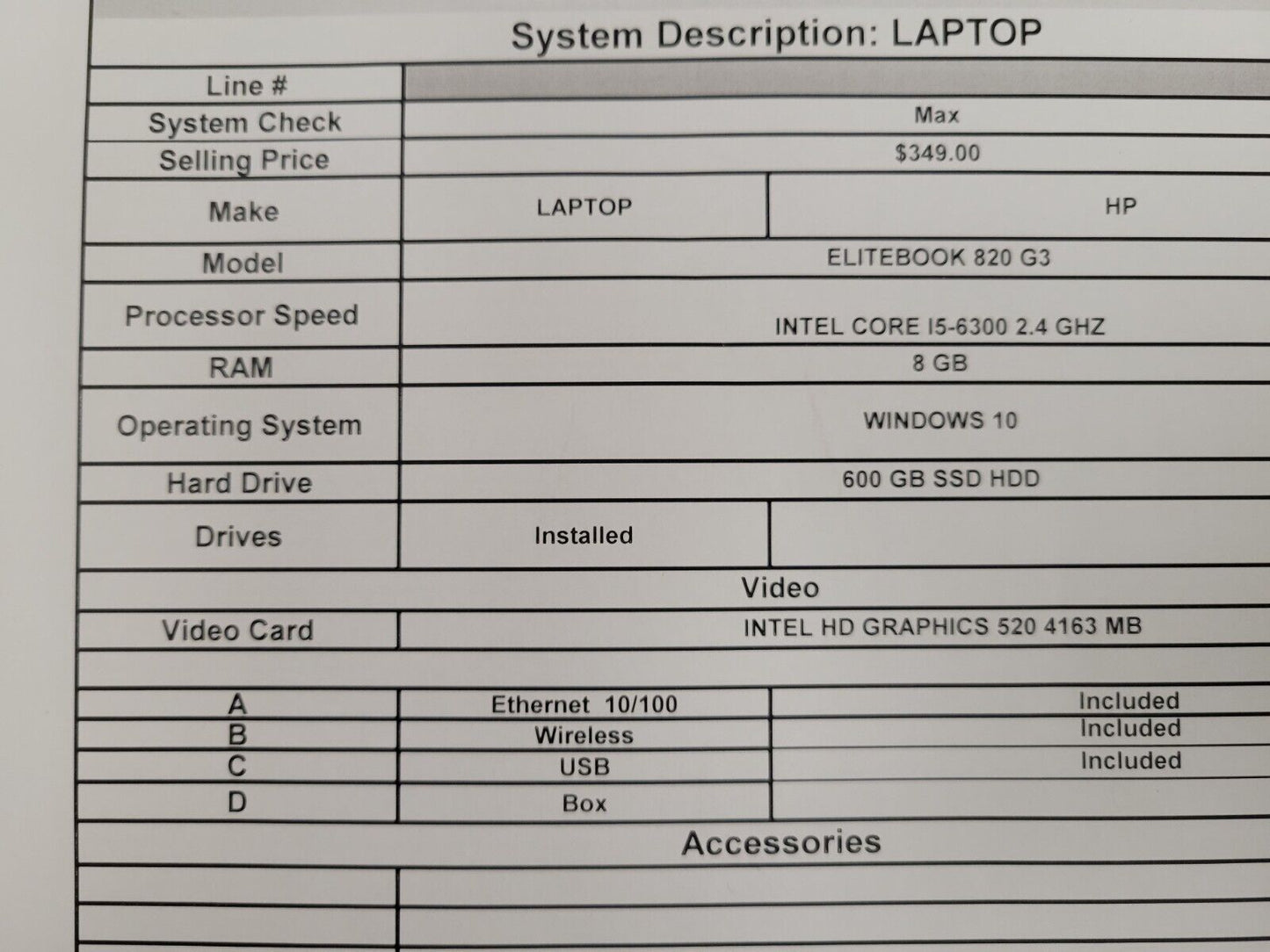 (60323-1) HP Elitebook 820G3 Laptop