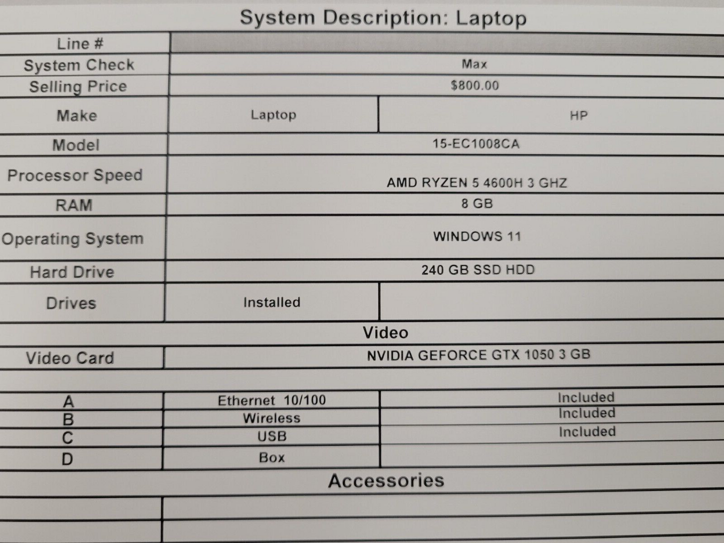 (58973-1) HP 15 - EC1008CA Laptop