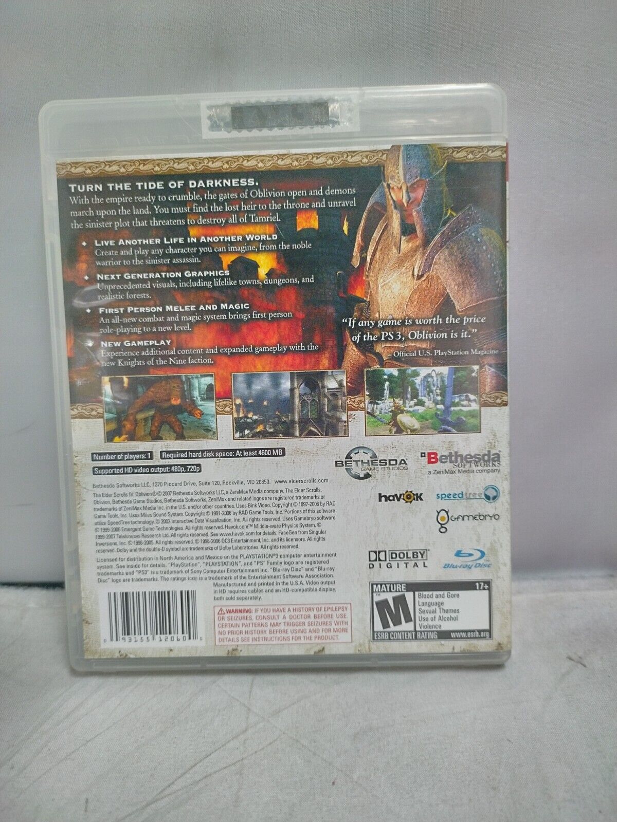 (LUP) The Elder Scrolls IV : Oblivion (Sony PlayStation 3, 2007)