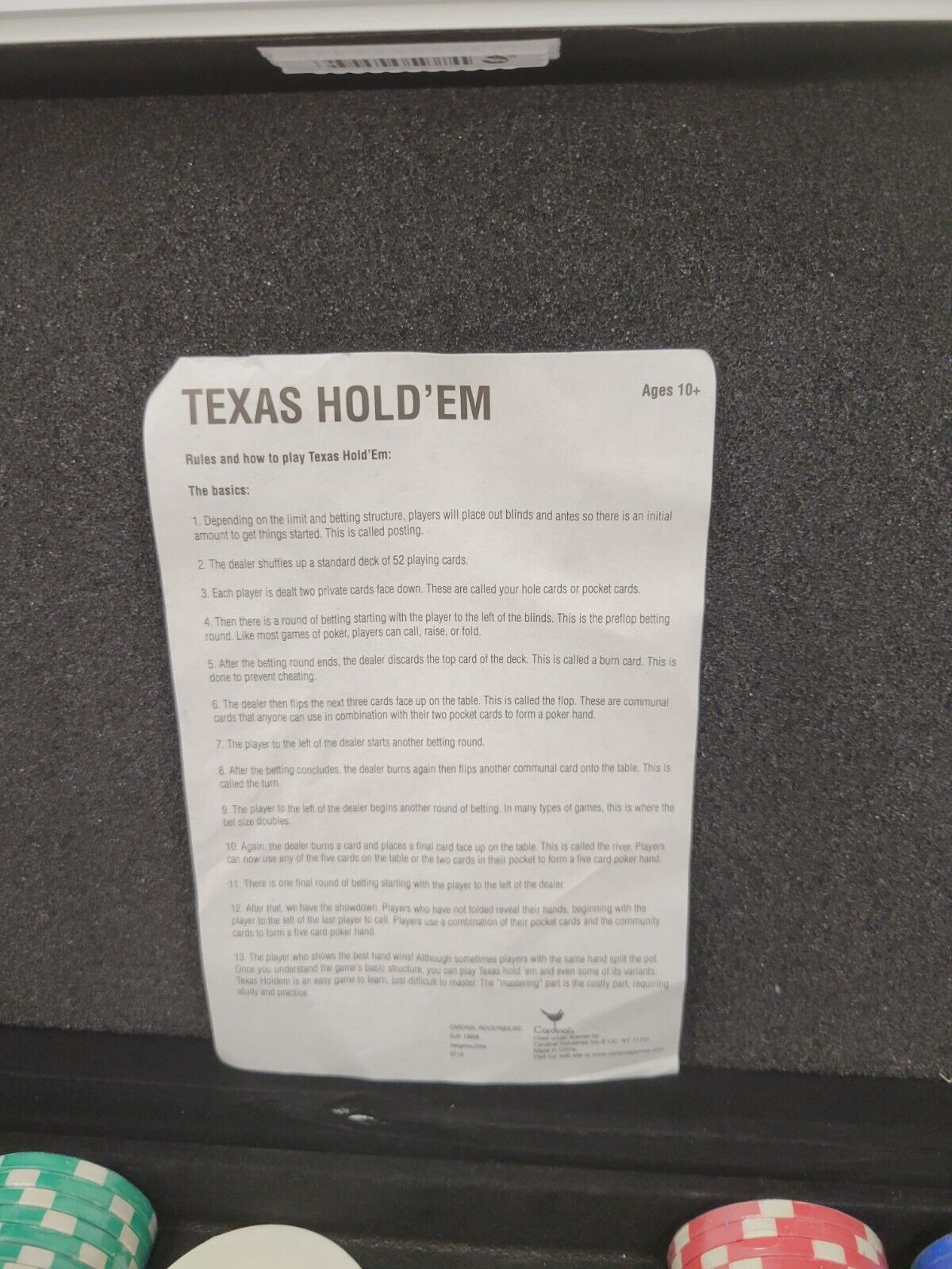 (62721-1) No Name Texas Hold' Em Poker Set