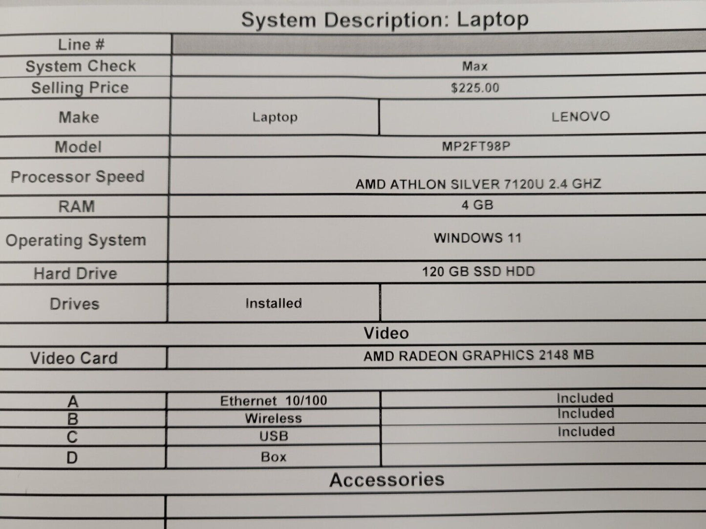 (57217-3) Lenovo MP21-T988 Laptop