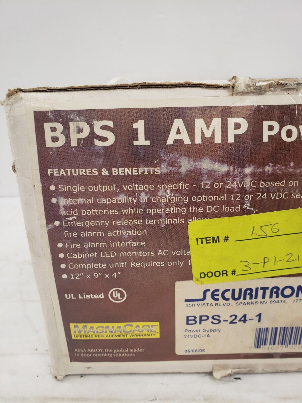 (I-35895) Securitron BPS 1 Amp Power Supply