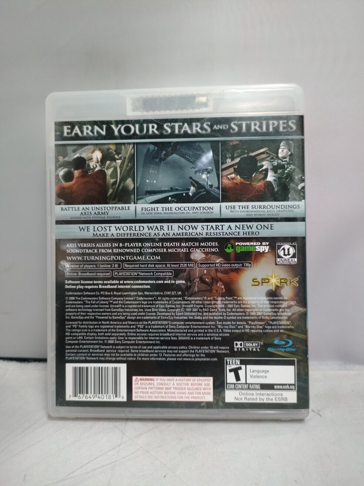 (LUP) Turning Point: Fall of Liberty (Sony PlayStation 3, 2008)