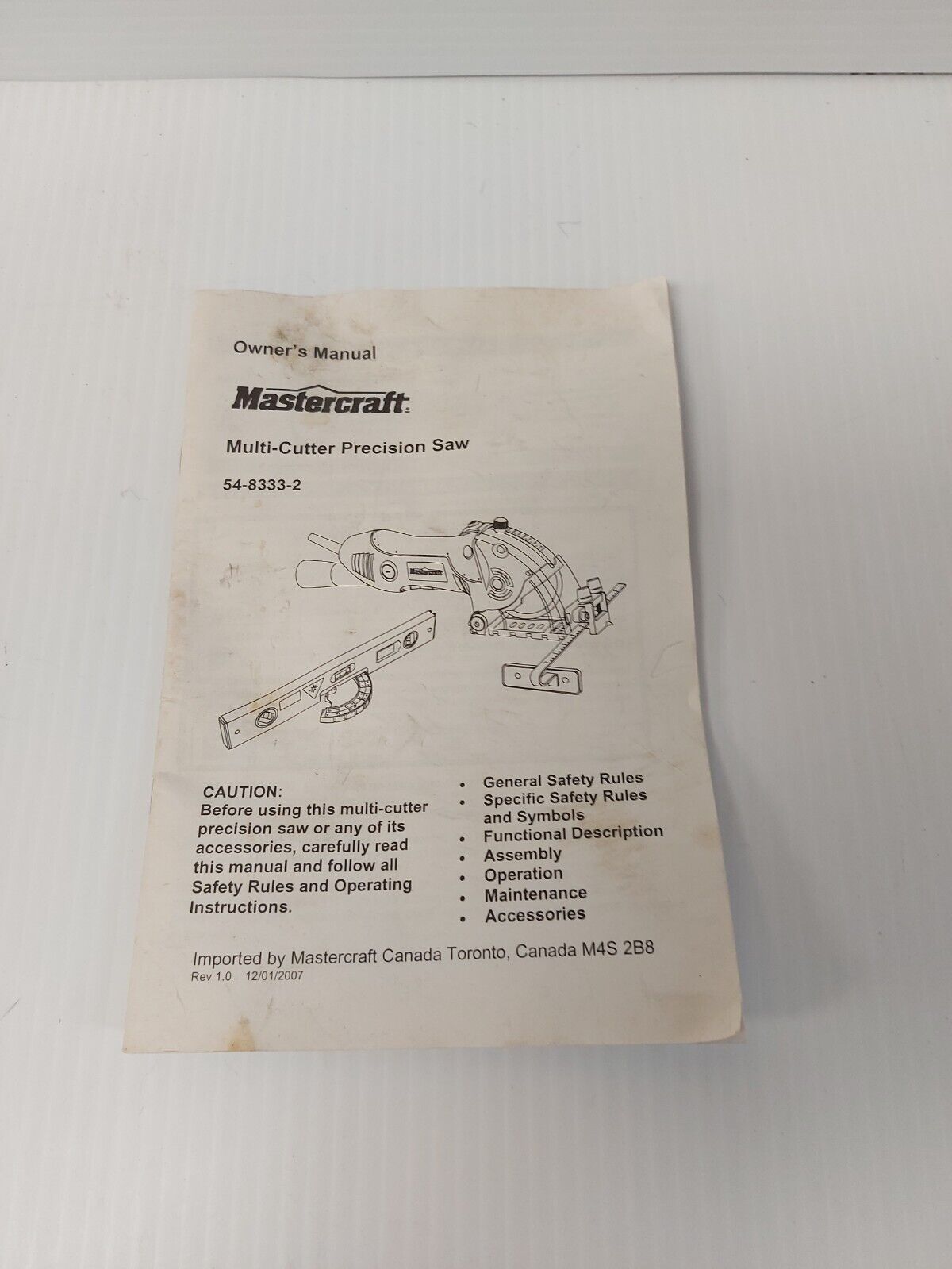 (N84043-1) Mastercraft 54-8333-2 Multi Cutting Precision Saw