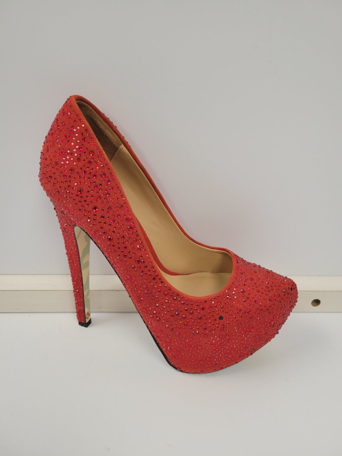 (70711-1) Taylor Say Red Bedazzle D Heels Size - 7.5 US