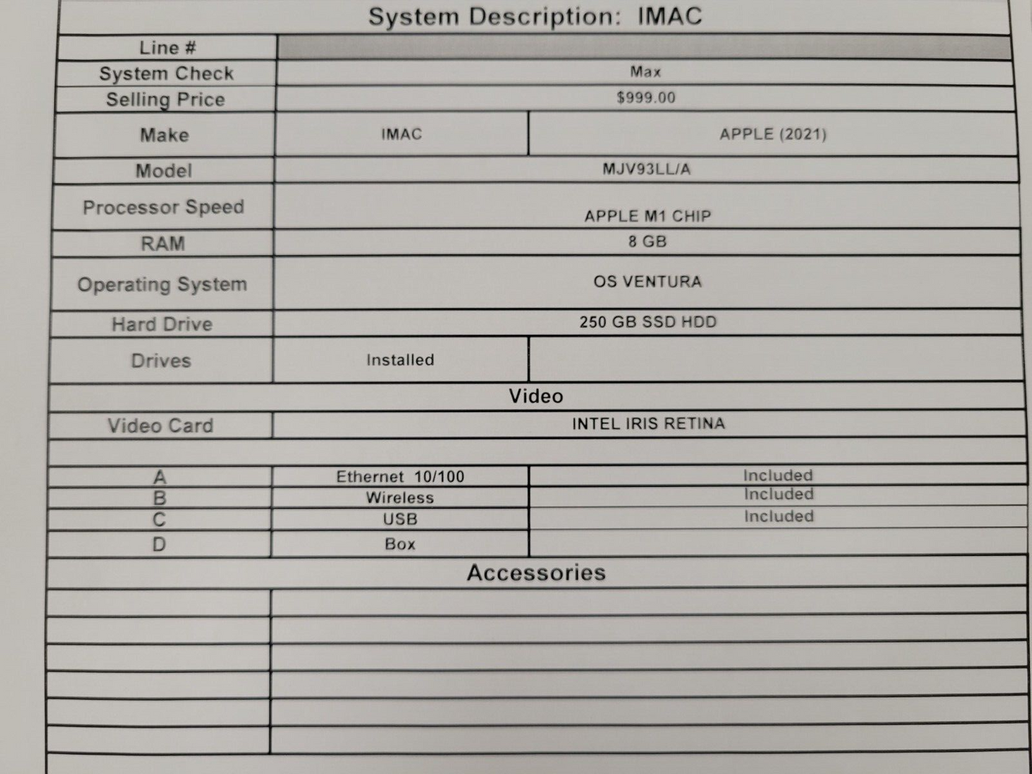 (52045-2) Apple A2450 iMac