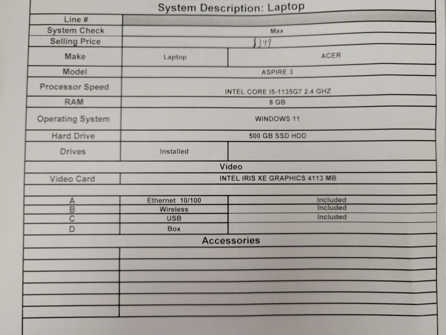 (62204-2) Acer N20C5 Laptop