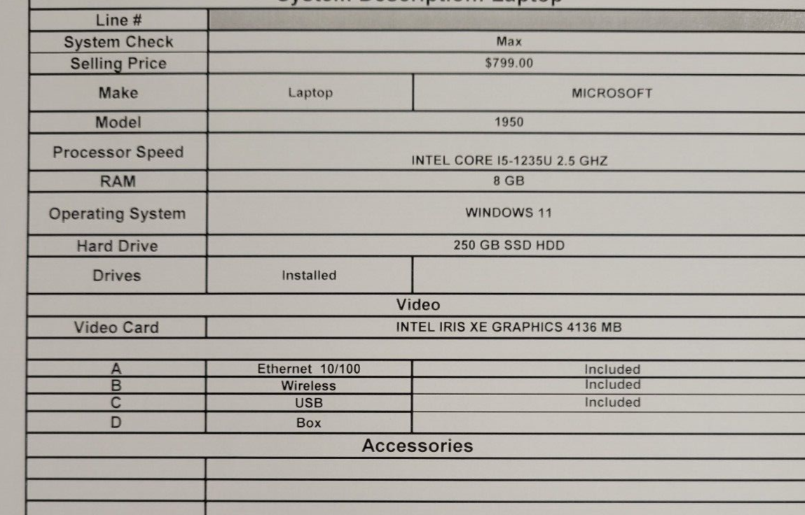 (60021-1) Microsoft 1950 Laptop