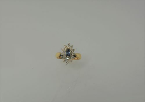 (N6630-166A) BAGUE DIAMANT MULTIPIERRES EN OR DUO 14K