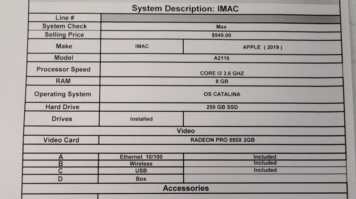 (N78932-1) Apple A2116 iMac Computer