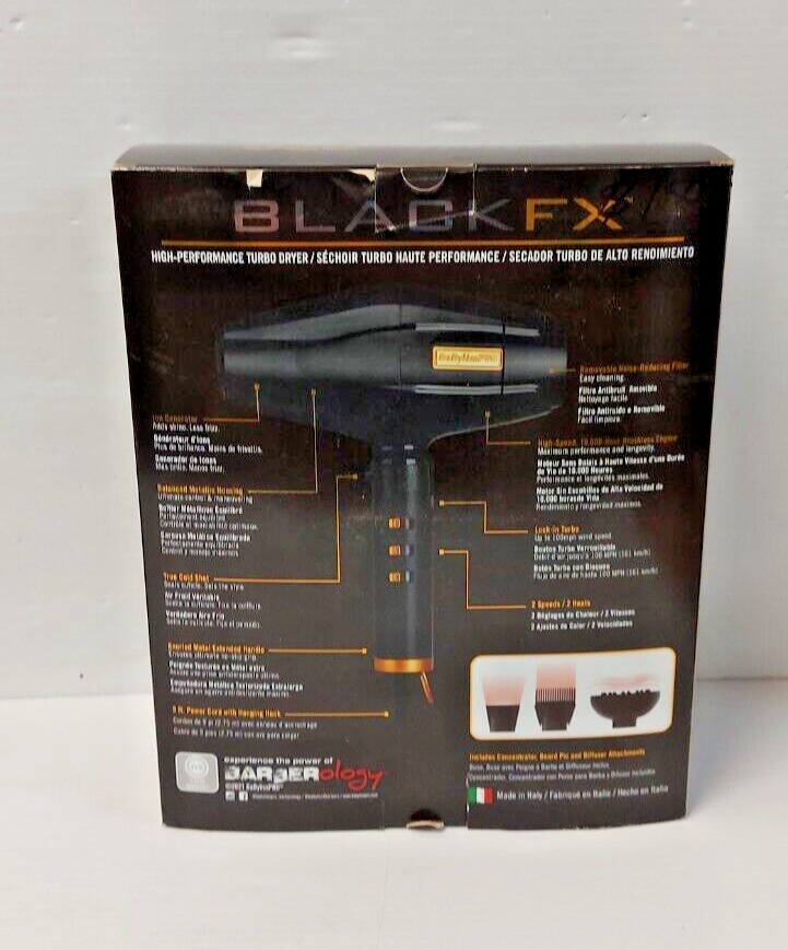 (N81642-3) Babyliss Pro BlackFX Hairdryer In Box