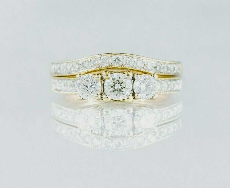 (I-5266-663) 14k gold multistone diamond 2pc ringset