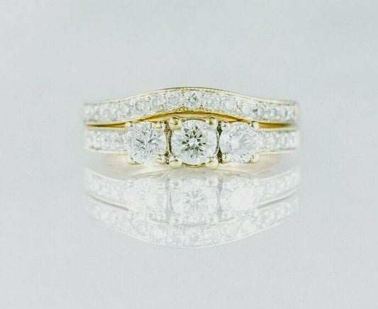 (I-5266-663) 14k gold multistone diamond 2pc ringset