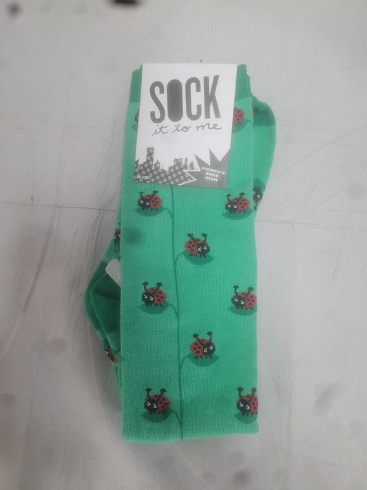 Sock it to me green lady bug Knee high socks